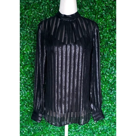 36. J.Crew Mockneck silk chiffon top in stripe - Picture 6 of 8